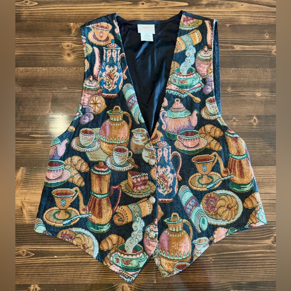 Vintage 90’s Backroad Blues Women’s Tea‎ Party Themed Vest O/S